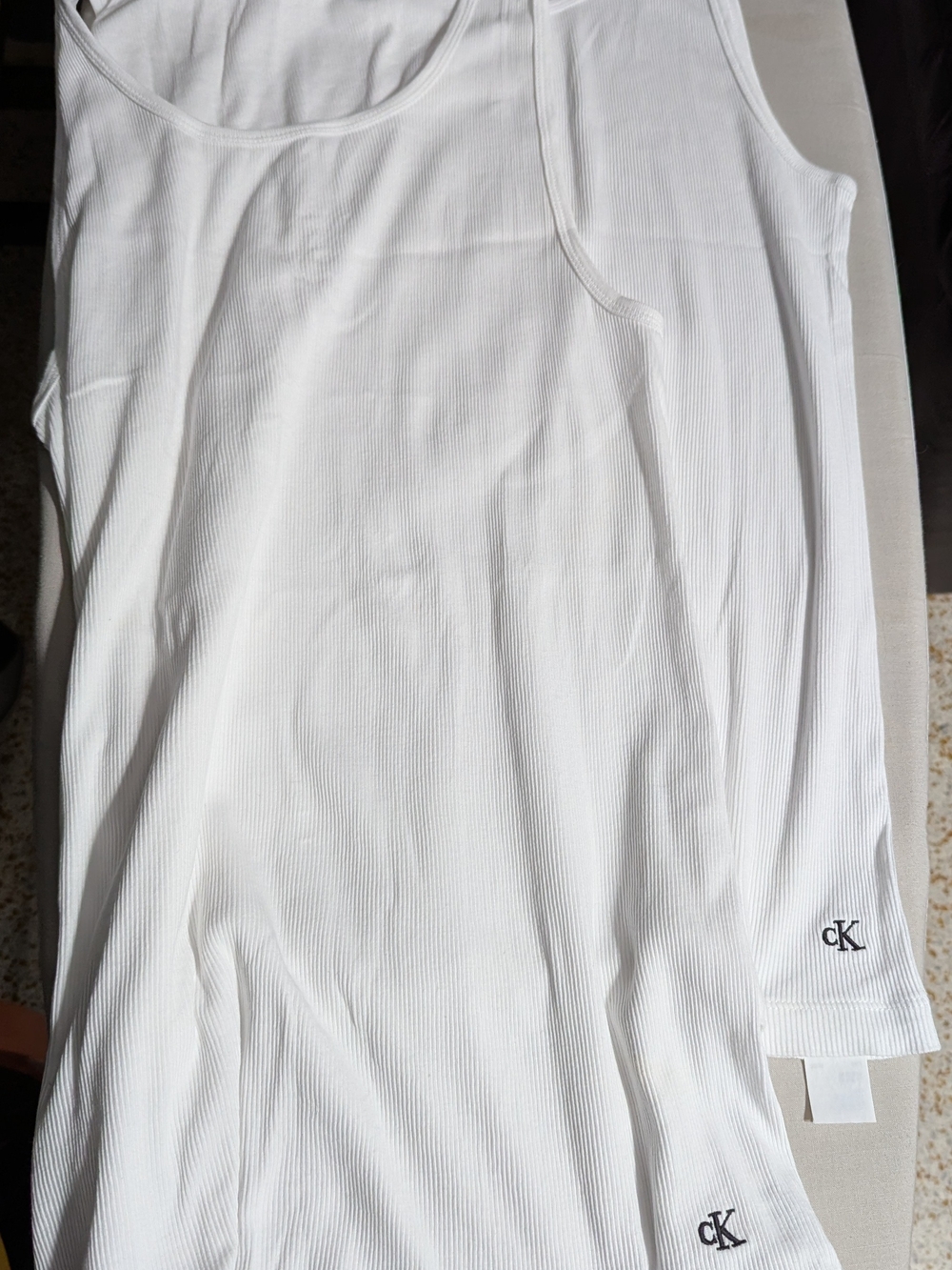 BUNDLE  Two Calvin Klein White Ribbed Tank Top - CK Logo Undershirt